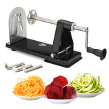 1 x RAW Customer Returns ICO 4-Blade Steel Vegetable Spiralizer, Curly Vegetable Cutter with 3 Interchangeable Stainless Steel Blades and 1 Built-in and Non-Slip Technology, Black - RRP €24.19