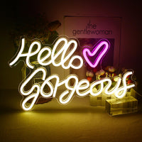 1 x RAW Customer Returns Hello Gorgeous Neon Sign for Wall Decoration, Warm White Neon Light for Bedroom, Neon Light Lettering with USB Powered for Beauty Room, Wedding, Home Decor, Birthday Party, Gift for Girls - RRP €31.87