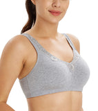 1 x RAW Customer Returns Lemorosy Women s Cotton Comfort Bra Full Sound Comfortable Mimimizer Bra Size Sizes Without Underwire Grey, 80D  - RRP €21.17