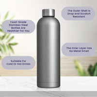 1 x RAW Customer Returns Autsel stainless steel drinking bottle 750ml water bottle leak-proof outdoor suitable TAUPE GRAY GOLD - RRP €20.4