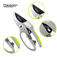 1 x RAW Customer Returns Davaon professional garden shears with ratchet mechanism - anvil shears for branches, plants and hedges - 5 x more cutting strength with less effort - premium garden tool - RRP €15.79