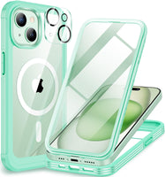 1 x RAW Customer Returns CENHUFO for iPhone 15 Case, Compatible with MagSafe Built-in Tempered Glass Screen Protector and Camera Protective Film 360 Degree Protective Case Shockproof Cover Case Magnetic Cell Phone Case iPhone 15 - Green - RRP €18.99