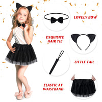 1 x Brand New XCMJTM Halloween Cat Costume Cat Costume Children Tutu Skirt Head Buckle Bow Tie Tail Black Cat Costume for Girls Cosplay Party Decoration Accessories - RRP €12.95