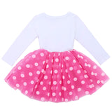 1 x RAW Customer Returns IMEKIS Baby Girl 1st Birthday Outfit Princess Long Sleeve Minnie Tulle Dress with Bowknot Headband Toddler Kids Polka Dot Clothes Set Rose 1 Year - RRP €24.18