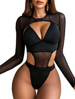 1 x RAW Customer Returns Avidlove Rave Outfits for Women Sexy Lingerie Bodysuit Buckle Shrug Crop Top Set Black L - RRP €22.18