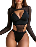 1 x RAW Customer Returns Avidlove Rave Outfits for Women Sexy Lingerie Bodysuit Buckle Shrug Crop Top Set Black L - RRP €22.18