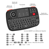 1 x RAW Customer Returns Rii i4 Mini Bluetooth Backlit Wireless Keyboard, 2 in 1 Bluetooth Wireless 2.4 GHz , Spanish QWERTY, for iOS, Android, Windows - RRP €25.78