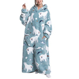 1 x Brand New ANGGREK Oversized Hoodie Flannel Blanket Hoodie for Adults Women Men Warm Blanket Oversized Sweatshirt with Pocket,Polar Bear - RRP €52.84