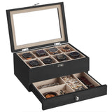 1 x RAW Customer Returns SONGMICS Watch Box with 8 Compartments, Solid Wood Watch Case with Glass Lid, Watch Pillow, Jewelry Storage, Gift for Your Loved Ones, Ebony Black JOW008B01 - RRP €33.99