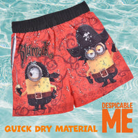 1 x Brand New MINIONS Swimming Shorts for Boys, Swimming Trunks Swimsuit Boxer Shorts, Surf Swimming Shorts for Boys, Despicable Me Design, Size 4 Years - Red - RRP €13.5