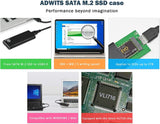 1 x RAW Customer Returns ADWITS USB 3.0 to SATA M.2 2230 2242 2260 2280 SuperSpeed Key B or B M SSD Adapter, External Case for SATA-based M.2 SSD, Not for Nvme or mSATA - Black - RRP €13.99