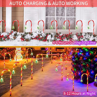 1 x RAW Customer Returns Amzxart Outdoor Christmas Decorations, 12 Solar Poles Candy Cane Christmas Lights Outdoor Decoration 8 Modes Solar Christmas Lights Outdoor Waterproof Pathway Light - RRP €29.89