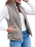 1 x RAW Customer Returns YBENLOVER Reversible Vest Women s Short Fleece Softshell Quilted Vest Warm Sleeveless Jacket with Zipper Pockets - RRP €30.24