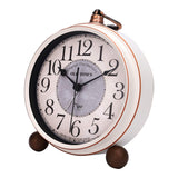 1 x RAW Customer Returns Lafocuse Metal Silent Alarm Clock, Vintage Beige Analog Bedside Alarm Clock, Classic Retro Non-Ticking Desk and Shelf Clocks 13cm - RRP €19.18