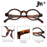 1 x RAW Customer Returns JM Set of 4 Round Reading Glasses With Spring Hinges Readers Men Women Reading Glasses 4.5 Black Tortoiseshell - RRP €20.99