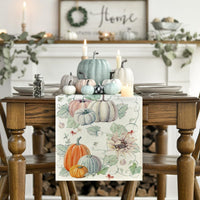 7 x Brand New Artoid Fashion Watercolor Pumpkins Sunflowers Leaves Autumn Table Runner, Seasonal Kitchen Table Decoration Indoor Holiday Party Decor 40x300 cm - RRP €103.25