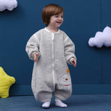 1 x RAW Customer Returns MIKAFEN baby sleeping bag long sleeve winter children s sleeping bag, dog pattern baby sleeping bag with feet cotton boy girl unisex all year round pajamas. L 100cm 3-4 years, gray  - RRP €28.99