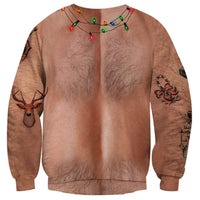 1 x RAW Customer Returns IDGREATIM Men Ugly Christmas Hoodies Pullover Sweatshirts Hairy Chest Round Neck Christmas Long Sleeves Sweaters for Christmas XXXL - RRP €30.24