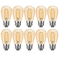 2 x RAW Customer Returns ProCrus Dimmable E27 LED light bulb, vintage 2W S14 E27 bulb, 2700K warm white, 180 lumens replaces 15 watt incandescent bulbs, retro E27 LED filament light bulb, for fairy lights replacement bulb, amber, 10 pieces - RRP €40.8