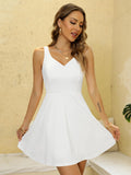 1 x RAW Customer Returns Missufe Cocktail Dress Rockabilly Party Dress Summer Dress Mini Dress Women s Evening Dress A Line Swing Elegant Dresses White, Medium  - RRP €36.29