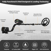 1 x RAW Customer Returns Metal Detector, DISC Modes Lightweight Metal Finder for Adults Kids with Adjustable Shaft 41.3 to 47.6 , Waterproof Coil, Backlit LCD, 2 Batteries, Easy to Use - RRP €40.33