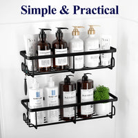 3 x RAW Customer Returns Kitsure Shower Caddy No Drilling - 2 Pack Rustproof Bathroom Organizer, Quick Drying Bathroom Shelf, Large Capacity, Durable Shampoo Holder for Shower Made of Stainless Steel, 4 Hooks, Black - RRP €39.3