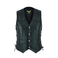 1 x RAW Customer Returns Leatherick Men s Premium Top Grained Cowhide Classic Motorcycle Vest with Side Lacings Black Size XL, black - RRP €44.99