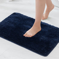 1 x RAW Customer Returns MIULEE Carpet Bath Mat Bathroom Carpet Bed Rug Non-Slip Bath Rug Bath Mat Absorbent Shower Rug Washable Doormat for Living Room Bedroom Bathroom 50x80 cm Dark Blue - RRP €22.99