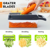 12 x RAW Customer Returns iPalamila vegetable cutter - dicer - vegetable chopper dicer - vegetable slicer - suitable for throws, slices, 14 in 1 multifunctional cutter onion chopper salad cutter mandolin, ABS - RRP €228.09