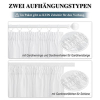 1 x RAW Customer Returns PONY DANCE Kitchen Curtains Modern - White Curtains with Ruffle Tape Short Linen Look Curtains White Semi-Transparent Bistro Curtain Set of 2 H 137 x W 140 cm - RRP €23.95