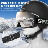 1 x RAW Customer Returns KAPVOE OTG Magnetic Ski Goggles - Frameless Design, Ideal for Men, Women and Juniors. UV400 and Anti-Fog Protection, Compatible Helmet 05 silbrig Black - RRP €34.32