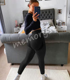 1 x RAW Customer Returns Memoryee Women s Sports Leggings Push Up Booty Leggings Fitness High Waist Elastic Tights Leggins Yoga Gym Pants B-Black M - RRP €25.56