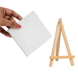 1 x RAW Customer Returns Belle Vous Pack of 10 Mini Canvases with Wooden Easel 10 x 10 cm Pre-Stretched and Primed Canvases in White Small Tabletop Easel for Oil and Acrylic Paintings - Canvases for Children - RRP €21.77