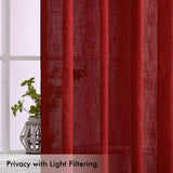 1 x RAW Customer Returns MIULEE Curtains Bedroom Curtain Red Curtain Living Room Linen Look Curtains with Eyelets Window Semi-Transparent Curtain Modern Interior Balcony Door Kitchen Curtains 140 x 225 cm - RRP €35.59