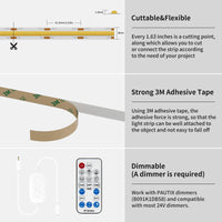 1 x RAW Customer Returns COB LED Strip Warm White 2000K DC24V, PAUTIX 6m 504LEDs M CRI80 LED Strip Lights, LED Tape for Home Kitchen DIY Lighting Project with 8mm Cob Connector Power Supply Not Included  - RRP €27.76