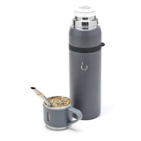 1 x RAW Customer Returns BALIBETOV Camping Thermos Mate Tea Set - includes vacuum insulated with double 18 8 stainless steel mate tea cup and thermos, bombilla mate straw and a cleaning brush gray  - RRP €23.7