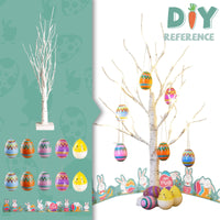 1 x RAW Customer Returns EAMBRITE White Easter Tree with Colorful Eggs, Battery Operated Branch Tree with Lights, Easter Gifts for Kids 60 cm 24 LEDs  - RRP €21.73