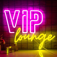 1 x RAW Customer Returns VIP Lounge Neon Signs for Wall Decor VIP Neon Light for Room Decor USB Powered VIP Light Sign for Office Hotel Bar Cafe Shop Pink and Yellow  - RRP €38.64