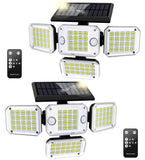 1 x RAW Customer Returns Solar lamps for outdoors with motion detector - double sensor 296 LED solar spotlight 3500LM 7000K solar light 3 modes with remote control IP65 waterproof solar outdoor light for garage yard garden 2 PCS - RRP €39.99