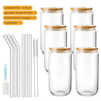 1 x RAW Customer Returns Fidapix cocktail glasses with lid and straw, 6 pieces 500 ml reusable cocktail glasses, drinking glass with lid, bubble tea cup with glass straw for iced coffee, beer, cocktail - RRP €28.12