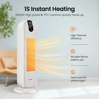 1 x RAW Customer Returns Sejoy Fan Heater Energy Saving Quiet, Bathroom Heater 2000W, Fan Heater Bathroom Ceramic, Electric Heaters for Indoors, 3 Modes, 1-12h Timer, 90 Oscillating, Overheating Tip-over Protection - RRP €40.33