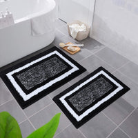 1 x RAW Customer Returns Homaxy bathroom rug set 2 pieces non-slip washable bath mat set fluffy deep pile bath mat bath rug set shower mat for bathroom - 40 x 60 cm 50 x 80 cm gray  - RRP €33.26