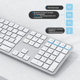 1 x RAW Customer Returns OMOTON Bluetooth keyboard for Mac MacBook MacBook Air MacBook Pro iMac iMac Pro Mac Pro , rechargeable wireless, for Mac OS with 3 Bluetooth channels, QWERTZ DE layout, silver - RRP €39.99