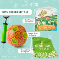 1 x Brand New Tickle Main Dino-Mite - Let s Play Soccer Gift Set - Includes Book, Size 3 Ball and Drawstring Backpack for Toddler Boys and Girls Ages 1, 2, 3, 4, 5 - RRP €27.53