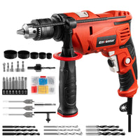 1 x RAW Customer Returns ENVENTOR 900W Percussion Drill, Electric Corded Drill with 36 Accessories, 2 in 1 Function, 0-3000RPM, 360 Auxiliary Handle, 13MM Chuck, for Concrete, Metal and Wood - RRP €45.99