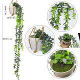 1 x RAW Customer Returns Rescien 2 Pack Artificial Plants Hanging with 2 Macrame Hanging Baskets, Artificial Hanging Plants Artificial Plant Eucalyptus Leaves 81cm Long with Pots for Indoor Outdoor Bathroom Garden Decoration - RRP €22.16