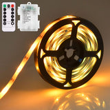 1 x RAW Customer Returns Battery Operated LED Strip, 4m 8 Modes, Battery Operated, Dimmable LED Strip Lights with Remote Timer, Self-adhesive Waterproof Light Strip, Waterproof LED Light Strip, LED Tapes - RRP €15.73