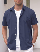 1 x RAW Customer Returns COOFANDY Linen Shirt Men s Shirt Short Sleeve Casual Shirt Beach Shirt Casual Short Sleeve Shirts Summer Shirt Men s Shirts Short Sleeve Navy Blue M - RRP €30.99