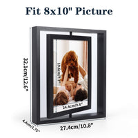 1 x Brand New EXYGLO set of 2 360 rotating picture frames 20 x 25 cm with double glass, white photo frame wooden frame for vertical or horizontal display on the table - RRP €27.89