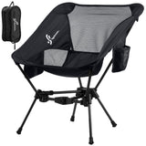 1 x RAW Customer Returns Sportneer Camping Chair Portable Folding Camping Chair with Two Pockets for Camping Hiking Lawn Picnic Outdoor Travel Outdoor, Black - RRP €36.29